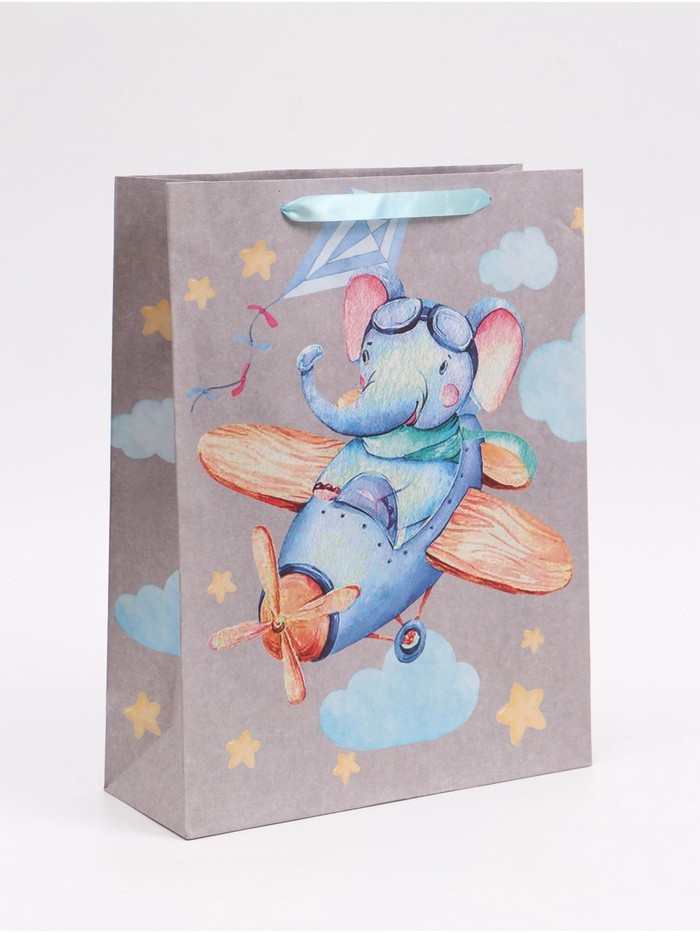 Пакет подарочный крафтовый, упаковка, «Малышам», L 31×40×11.5 см