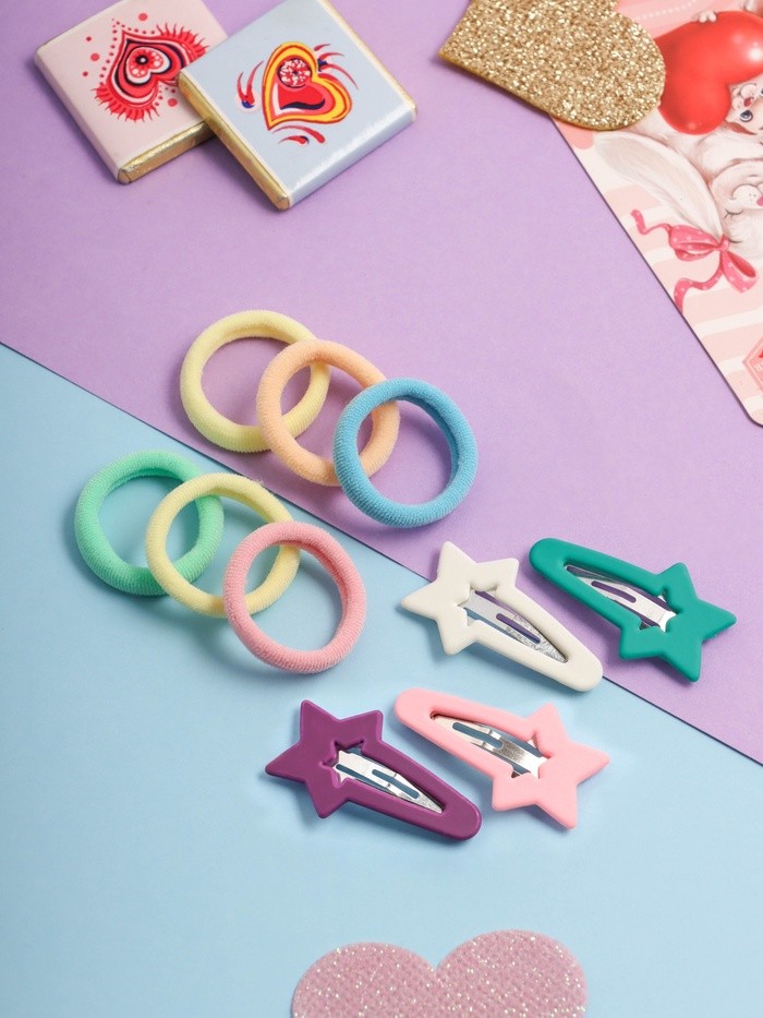 Набор для волос «Аделия»: 6 резинок 3 см, 8 невидимок 3 см, звезда колор, МИКС