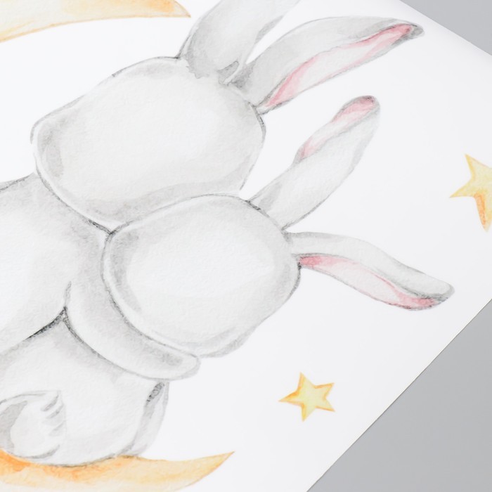 Наклейка пластик интерьерная цветная "Зайчики на месяце" 41х39 см