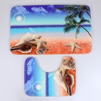 Набор ковриков для ванной и туалета Доляна «Пляж с ракушками», 2 шт: 40×50, 50×80 см