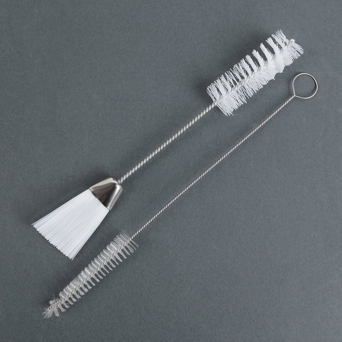 Ёршики для посуды Доляна, 2 шт.: 14.5×2.5 см, 17×0.5 см, белые