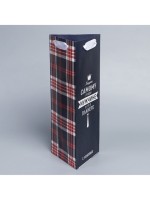 Пакет подарочный под бутылку, упаковка, «Самому лучшему мужчине», 13×32×11 см