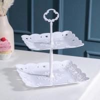 Блюдо 2-х ярусное «Вивьен», d=20 см, d=24 см, цвет белый