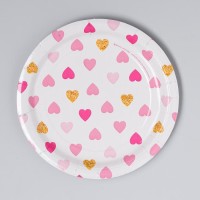 Тарелка одноразовая бумажная «Сердца»