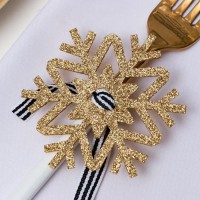 Набор для декора столовых предметов «Снежинка», 4 шт, цвет золото 7х8 см 100% п/э, фетр