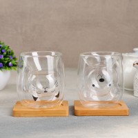 Стакан на деревянной подставке Magistro «Вверх дном», 250 мл, 10,5×10,5 см, рисунок МИКС