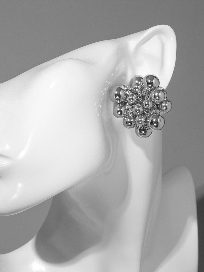 Серьги металл «Молекула», цвет серебро