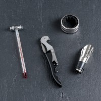 Набор для вина «Бургундия», 4 предмета: каплеуловитель, штопор, кольцо, термометр