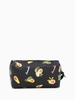 Косметичка на молнии с ручкой, объёмная, маленькая, с рисунком «Авокадо», чёрная
