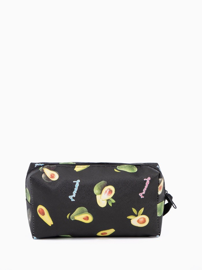 Косметичка на молнии с ручкой, объёмная, маленькая, с рисунком «Авокадо», чёрная Косметичка на молнии с ручкой, объёмная, маленькая, с рисунком «Авокадо», чёрная