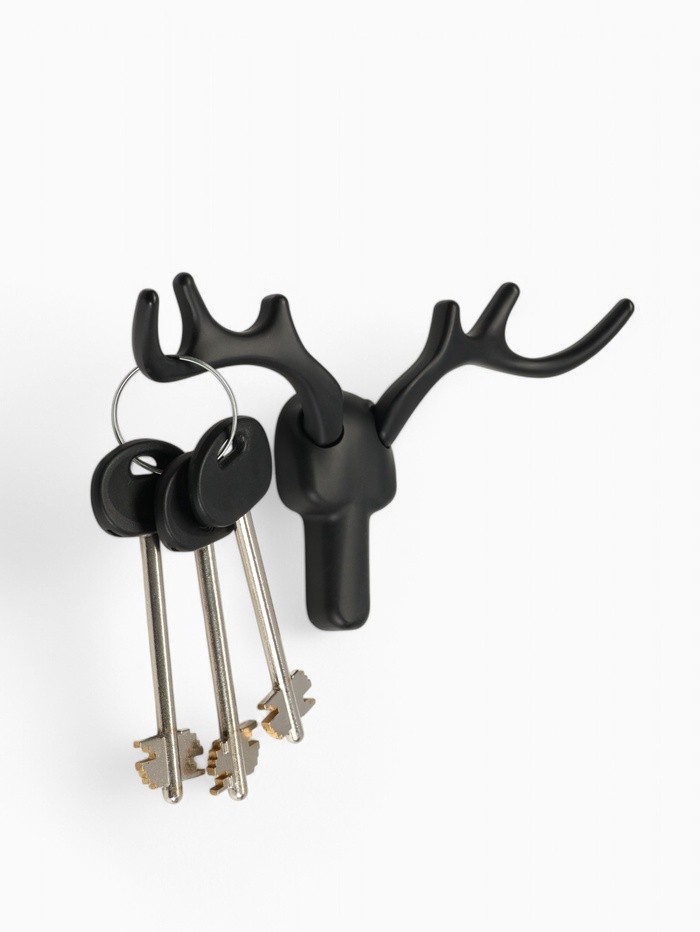 Крючок мебельный CAPPIO «Олень», двухрожковый, цвет черный