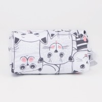 Косметичка на молнии объёмная, маленькая, с принтом «Кошки и коты», белая