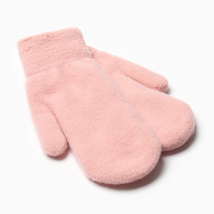 Варежки меховые женские MINAKU гладкие, размер 22 см, розовый