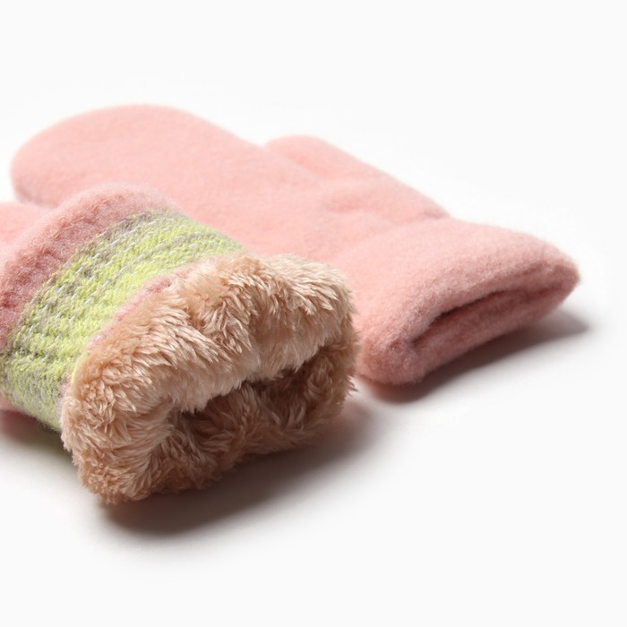 Варежки меховые женские MINAKU гладкие, размер 22 см, розовый