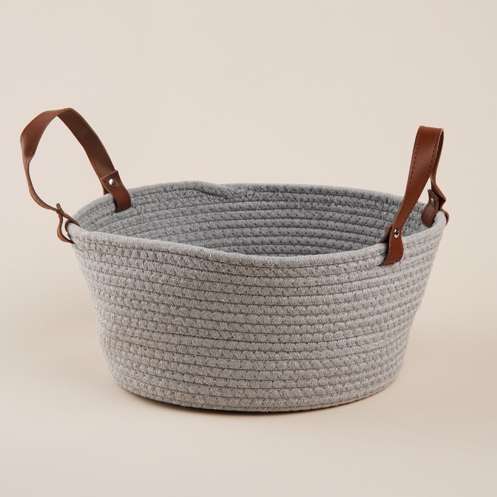 Корзина для хранения SL Home «Луиза», плетёная, ручной работы, 33×33×16 см, серая