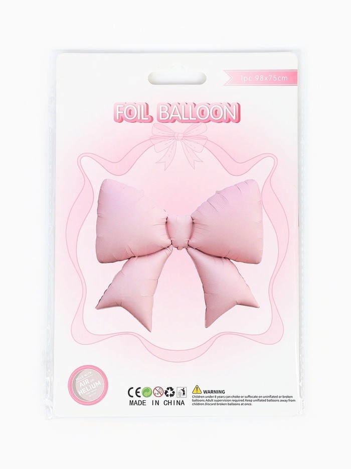 Воздушный шар фольгированный 39" «Бантик», розовый