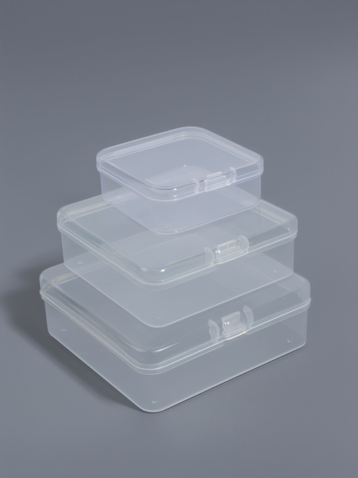 Набор баночек для мелочей, 3 шт., 8.1×2.6/7.2×2.5/5.2×2 см, прозрачный