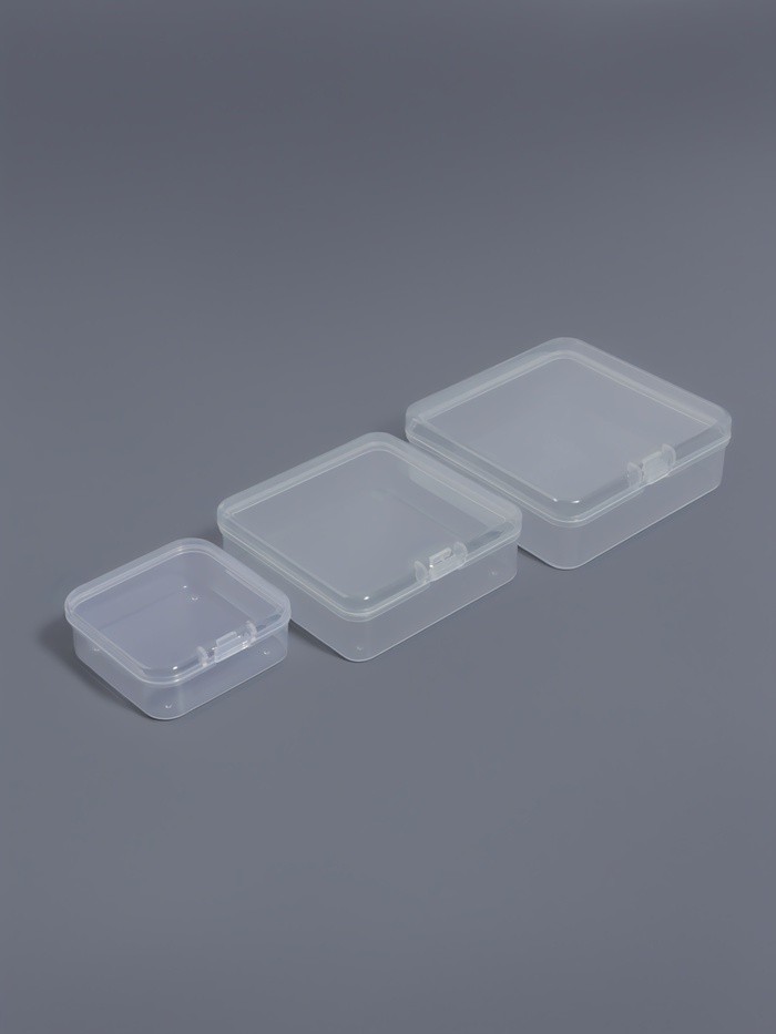 Набор баночек для мелочей, 3 шт., 8.1×2.6/7.2×2.5/5.2×2 см, прозрачный