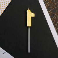 Свеча в торт цифра "1" , золото, 3,5 х 12 см