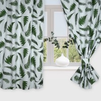 Комплект штор для кухни с подхватами Этель "Папоротник", 150х180 см - 2 шт, репс 220 г/м2, 100% хл