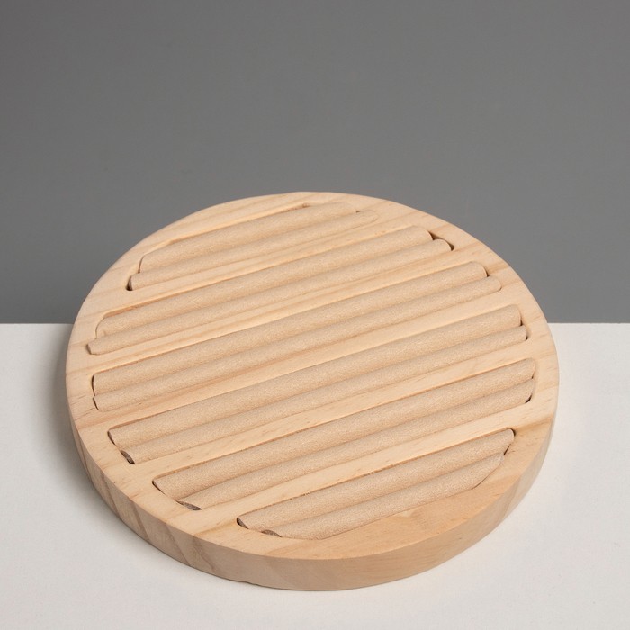 Подставка под кольца QF6 полос, дерево, 15×15×2 см, цвет бежевый