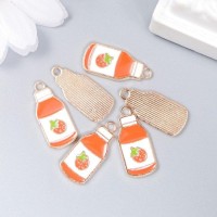 Декор для творчества металл, эмаль "Ягодный сок" оранжевый 2,1х1 см