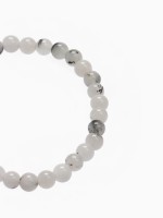 Браслет «Агат волосатик», шар №6, белый