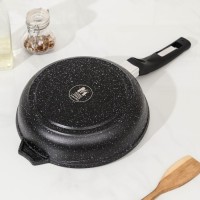 Сковорода «Гранит black Induction Pro», d=22 см, пластиковая ручка, индукция, антипригарное покрытие, цвет чёрный