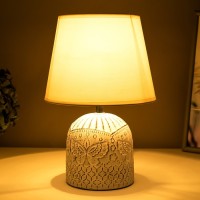 Настольная лампа "Каролина" Е14 40Вт бело-черный 20х20х30 см RISALUX