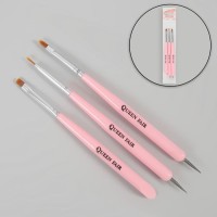 Набор для дизайна ногтей: точечная кисть - дотс 2 шт, точечная кисть - пушер, 15 см, цвет белый