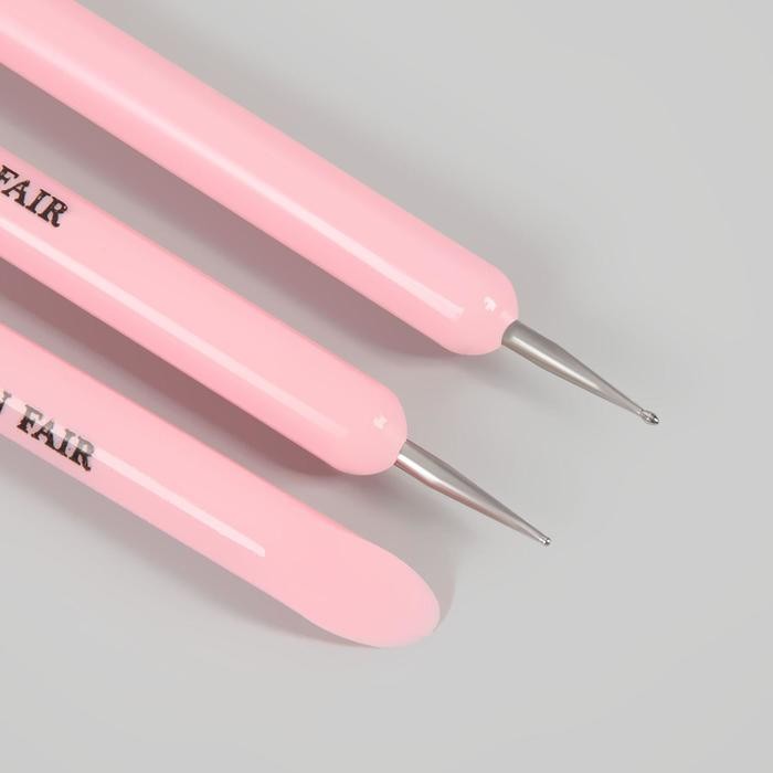 Набор для дизайна ногтей: точечная кисть - дотс 2 шт, точечная кисть - пушер, 15 см, цвет белый