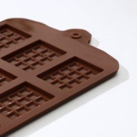 Форма для шоколада Доляна «Плитка», силикон, 21×11 см, 12 ячеек (2.7×3.9 см), коричневая