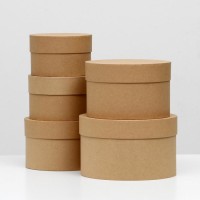 Набор круглых коробок 5 в 1 «Крафт однотонный», 22×22×14- 14×14×10 см