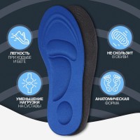 Стельки для обуви, универсальные, амортизирующие, р-р RU до 45 (р-р Пр-ля до 46), 28,5 см, пара, цвет МИКС