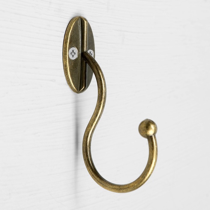 Крючок мебельный ТУНДРА TKO019, однорожковый, бронза, 8 шт. TMP