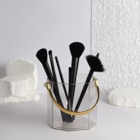 Органайзер - подставка для хранения косметики «CLEAN GOLD», с ручкой, восьмиугольный, d=12.5×12 см, цвет прозрачный/золотистый