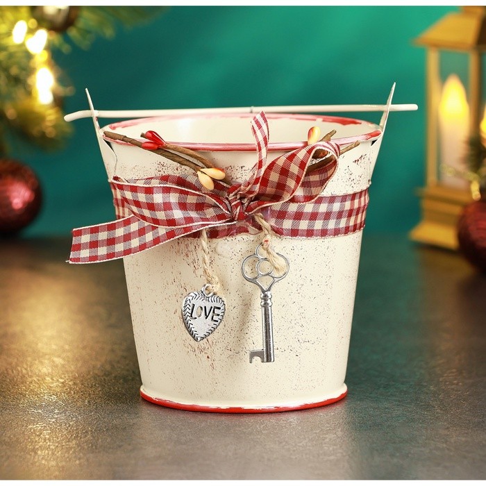 Кашпо "Ведерко Рустад" бежевое, 10х10х9см