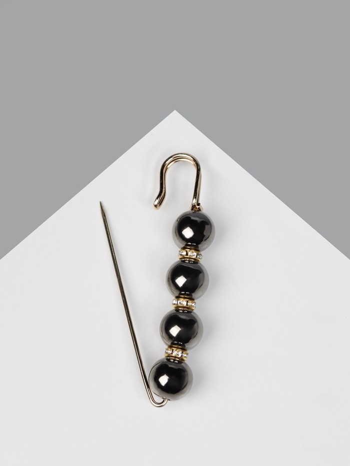 Булавка «Квартет» шар №14, 8 см, цвет глянцевый серый в золоте