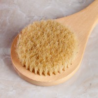 Щётка массажная из натуральной щетины, с ручкой, гладкая