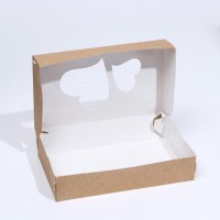 Коробка, складная, крафт, «Сердца», 20×12×4 см