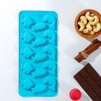 Форма для льда и кондитерских украшений Доляна «Подводный мир», 21×10×1 см, 15 ячеек, цвет МИКС