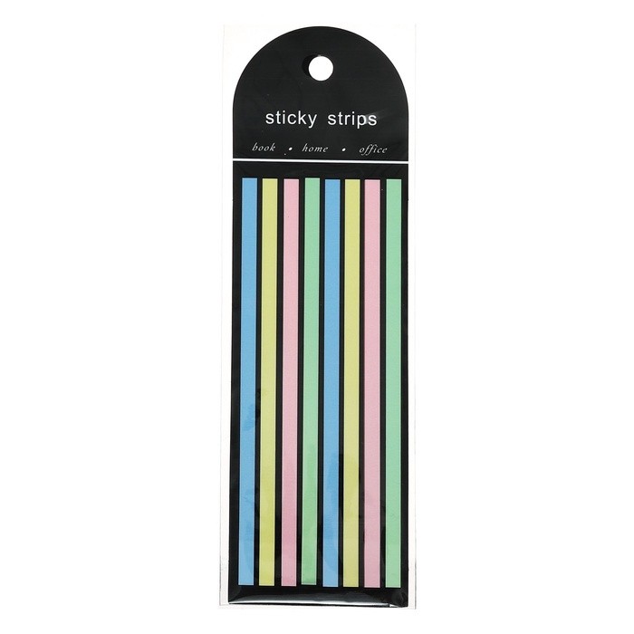 Блок-закладка с липким краем, 4 цвета, 8 блоков по 20 штук, 145×5 мм, пастельные, пластиковые