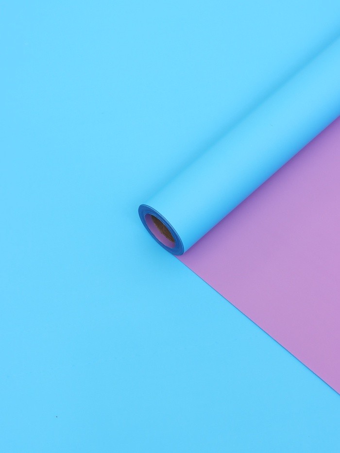 Пленка матовая для цветов и букетов, пурпурный, голубой, 0.58×10 м