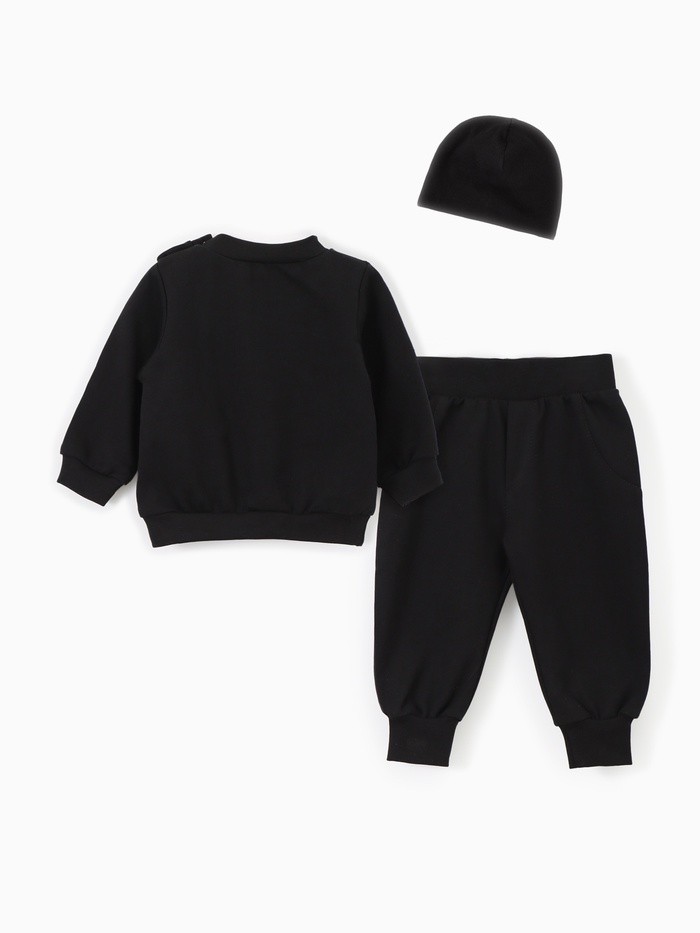 Комплект для мальчика, (джемпер, брюки, шапочка) «Крошка Я» Small King, рост 62-68, чёрный Комплект для мальчика, (джемпер, брюки, шапочка) «Крошка Я» Small King, рост 62-68, чёрный