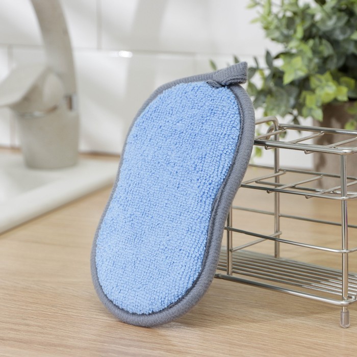 Губка для посуды Доляна, 15×9×1.5 см, МИКС