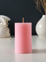 Свеча-цилиндр 6×10 см, 250 г, с мелкими гранями, розовый