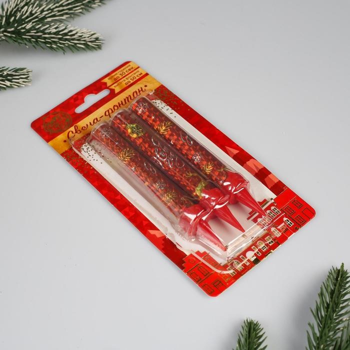 Свечи фонтаны в торт золотые «С Новым Годом!», 3 шт., 12.5 см, горение 30 сек.