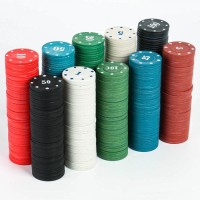 Набор фишек с номиналом,  50 шт, однотонные, микс