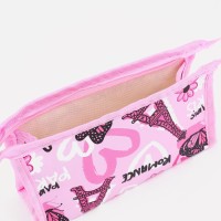 Косметичка на молнии, треугольная, маленькая, с рисунком «Путешествие в Париж», розовая