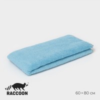 Тряпка для пола Raccoon, 250 г/м², 60×80 см, микрофибра, с оверлоком, 1 шт., голубая